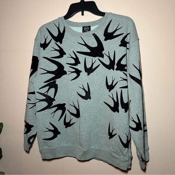 Alexander McQueen Mint Melange Mixed Media Novelty Birds Pullover Sweatshirt S - Picture 3 of 16